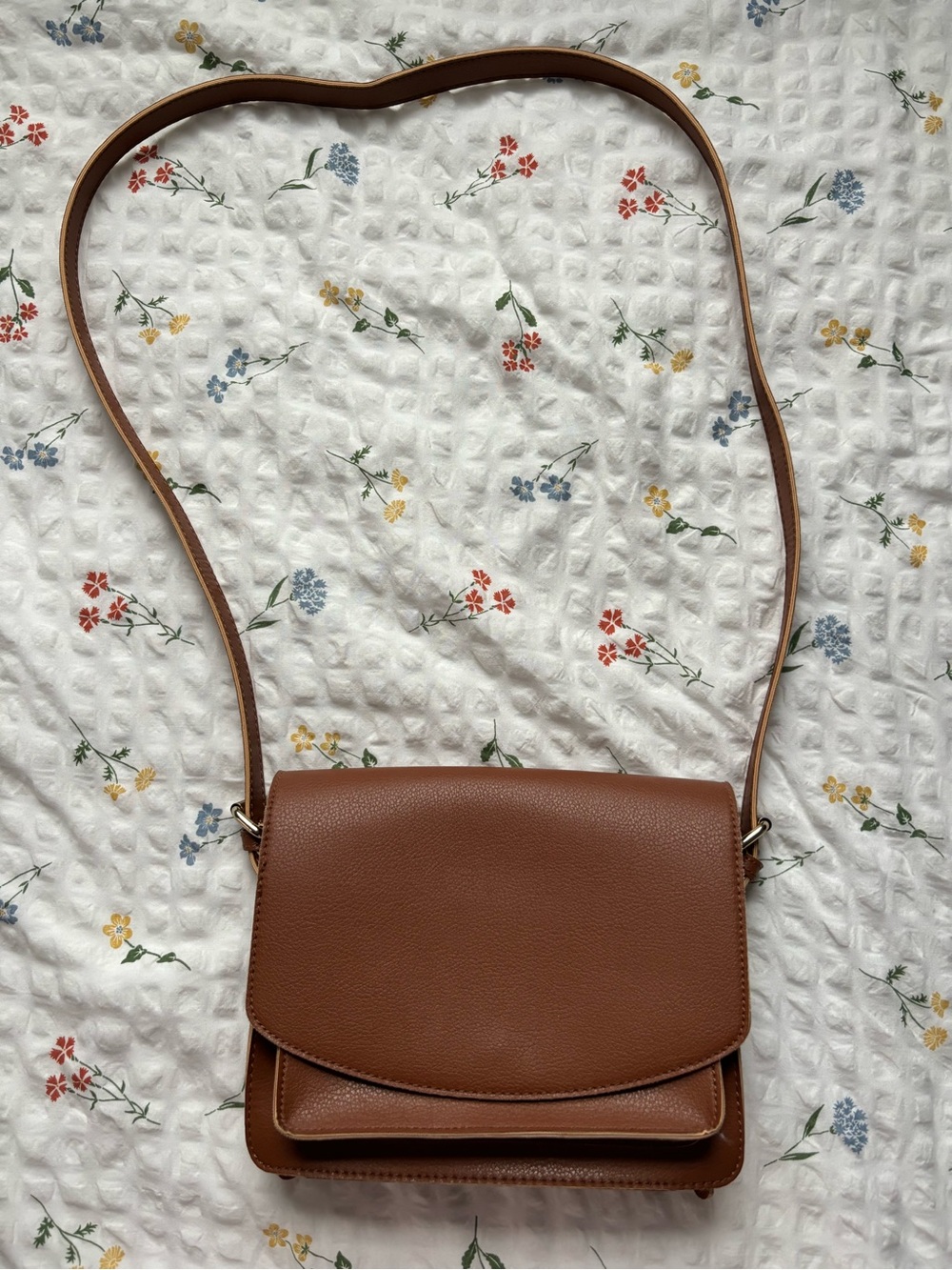 Brown leather crossbody purse